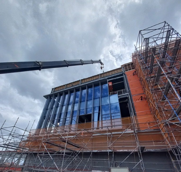 MP2 SGI smoke-control louvres under construction at Auckland Airport Domestic Processor